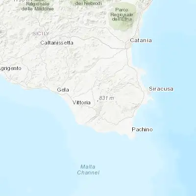 Map showing location of Chiaramonte Gulfi (37.030500, 14.703020)