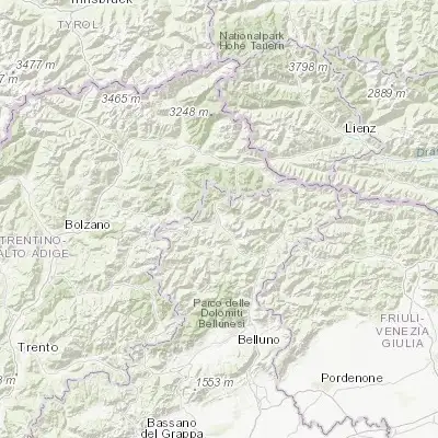 Map showing location of Cortina d'Ampezzo (46.536900, 12.139030)
