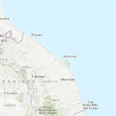 Map showing location of Falconara Marittima (43.625580, 13.399540)