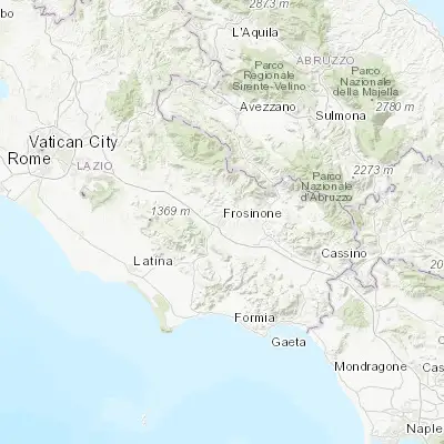 Map showing location of Frosinone (41.639760, 13.341090)