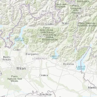 Map showing location of Gandino (45.810880, 9.897670)