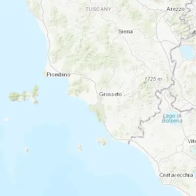 Map showing location of Grosseto (42.762960, 11.109410)