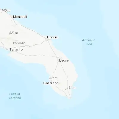 Map showing location of Lecce (40.354810, 18.172440)