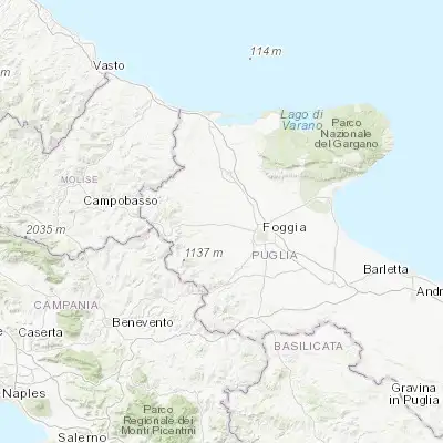 Map showing location of Lucera (41.505500, 15.339100)