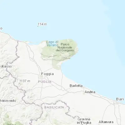 Map showing location of Manfredonia (41.630650, 15.918760)