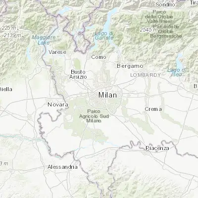 Map showing location of Milan (45.464270, 9.189510)