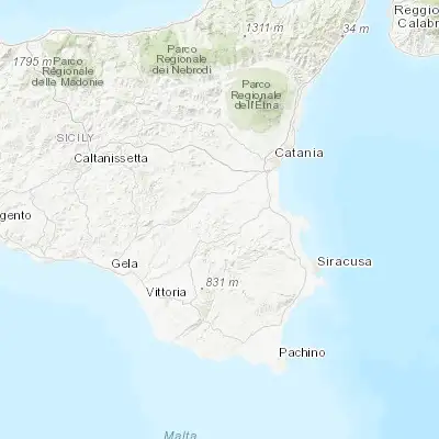 Map showing location of Militello in Val di Catania (37.275940, 14.793420)