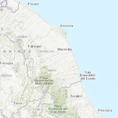 Map showing location of Mogliano (43.187500, 13.491230)