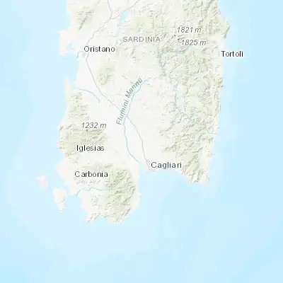 Map showing location of Monastir (39.383600, 9.044450)