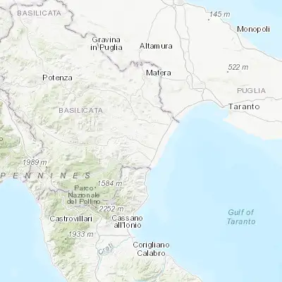 Map showing location of Montalbano Jonico (40.285910, 16.569600)