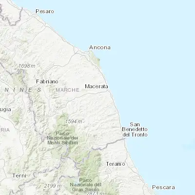 Map showing location of Monte San Giusto (43.235650, 13.593160)