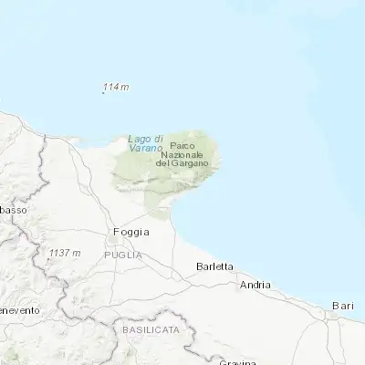 Map showing location of Monte Sant'Angelo (41.705300, 15.960680)