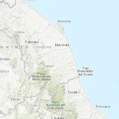 Map showing location of Montegiorgio (43.129880, 13.539250)