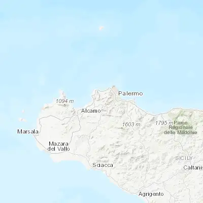 Map showing location of Montelepre (38.090260, 13.175180)