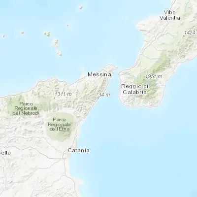 Map showing location of Nizza di Sicilia (37.990810, 15.409560)