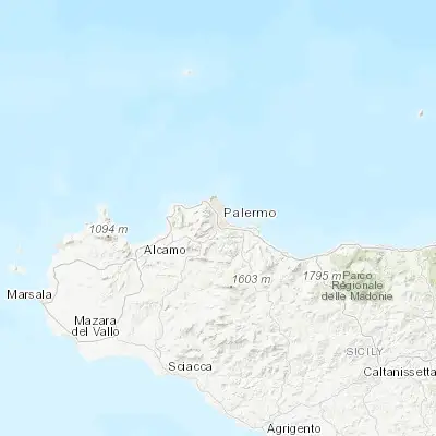 Map showing location of Palermo (38.132050, 13.335610)