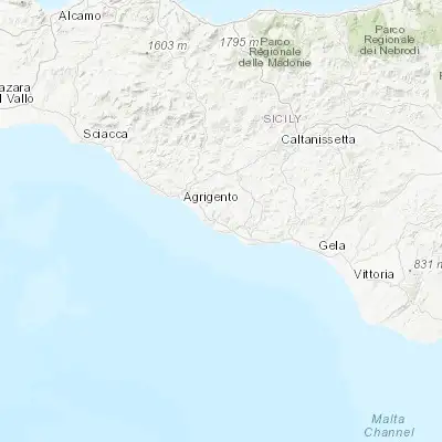 Map showing location of Palma di Montechiaro (37.190660, 13.766030)
