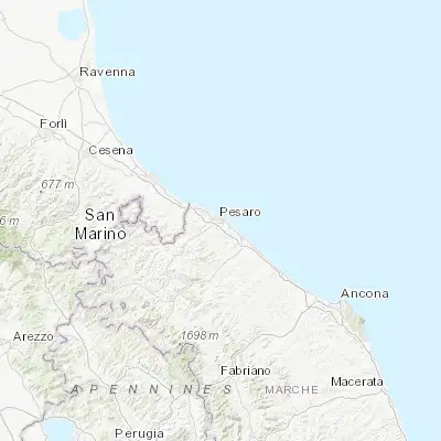 Map showing location of Pesaro (43.909210, 12.916400)