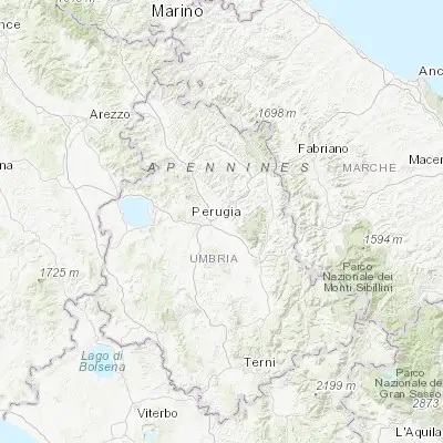 Map showing location of Petrignano (43.102690, 12.532390)
