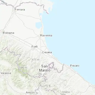 Map showing location of Pinarella (44.241670, 12.371110)