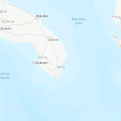 Map showing location of Poggiardo (40.053150, 18.378190)