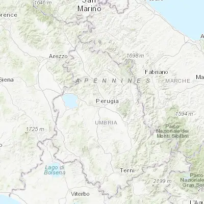 Map showing location of Ponte Felcino (43.130490, 12.449140)