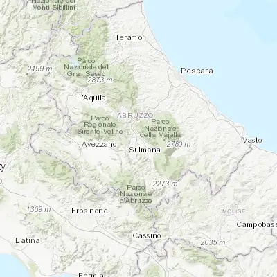 Map showing location of Pratola Peligna (42.097010, 13.874670)