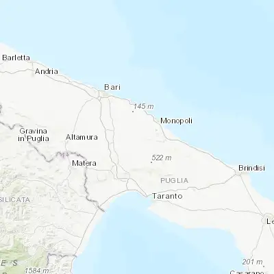 Map showing location of Putignano (40.851060, 17.121900)