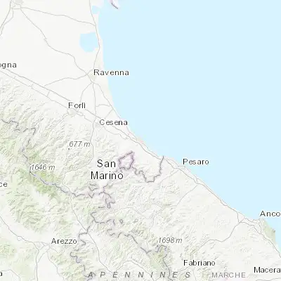 Map showing location of Rimini (44.057550, 12.565280)