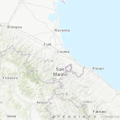Map showing location of Roncofreddo (44.042220, 12.300830)
