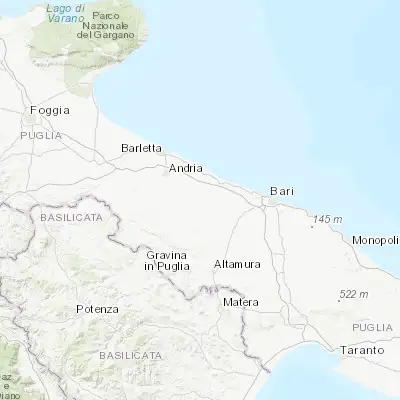 Map showing location of Ruvo di Puglia (41.117580, 16.484210)