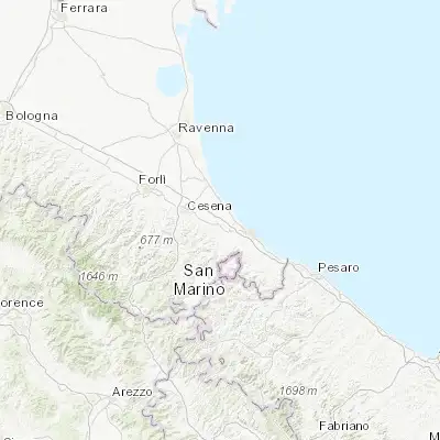Map showing location of San Mauro Pascoli (44.108900, 12.419530)