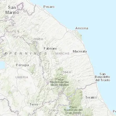 Map showing location of San Severino Marche (43.230280, 13.179900)
