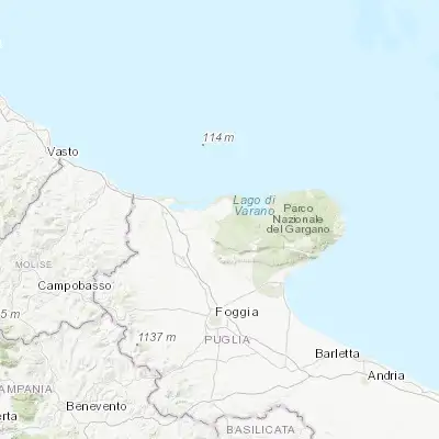 Map showing location of Sannicandro Garganico (41.838440, 15.565350)