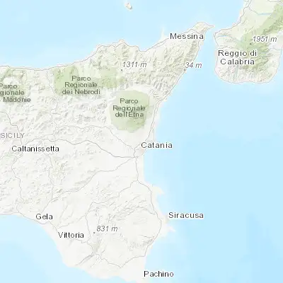 Map showing location of Sant'Agata Li Battiati (37.557450, 15.079990)