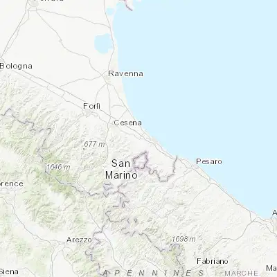 Map showing location of Santarcangelo (44.063260, 12.446570)
