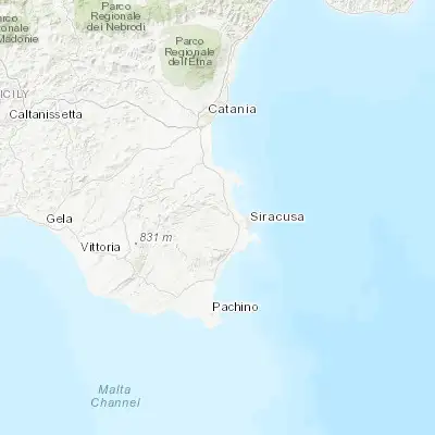 Map showing location of Solarino (37.101360, 15.119880)