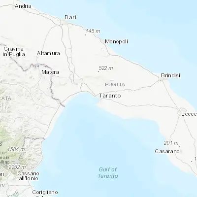 Map showing location of Taranto (40.464380, 17.247070)