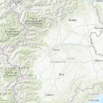 Map showing location of Turin (45.070490, 7.686820)
