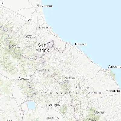 Map showing location of Urbino (43.726210, 12.636330)