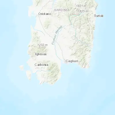 Map showing location of Uta (39.291860, 8.952340)