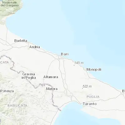 Map showing location of Valenzano (41.043760, 16.884910)