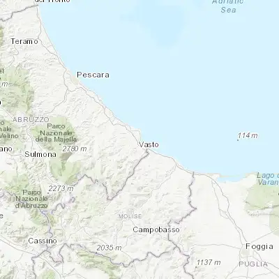 Map showing location of Vasto (42.111500, 14.706490)