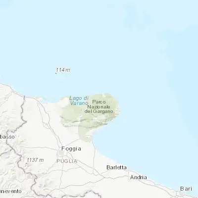 Map showing location of Vico del Gargano (41.896610, 15.956820)