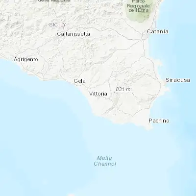 Map showing location of Vittoria (36.951510, 14.527880)