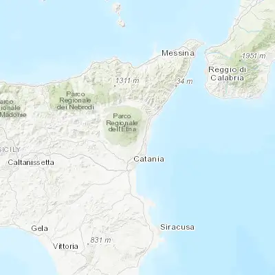 Map showing location of Zafferana Etnea (37.678950, 15.104320)