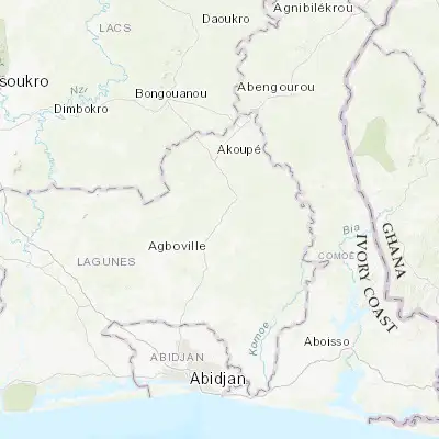 Map showing location of Adzopé (6.106940, -3.861940)