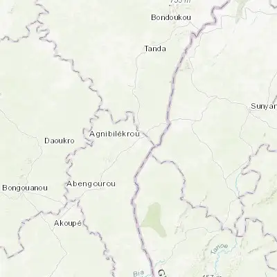 Map showing location of Agnibilékrou (7.131130, -3.204150)
