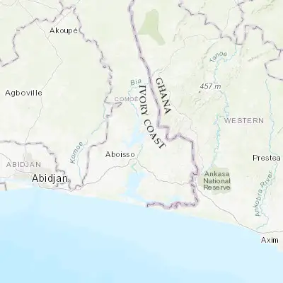 Map showing location of Ayamé (5.605200, -3.157090)