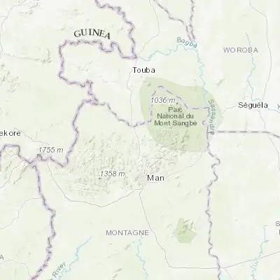 Map showing location of Biankouma (7.739090, -7.613770)